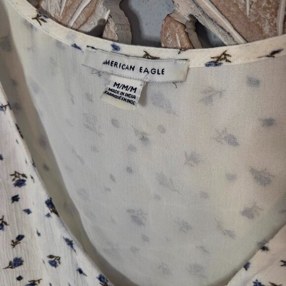 American Eagle Ivory and blue mini Floral Dress size medium M - Picture 2 of 7